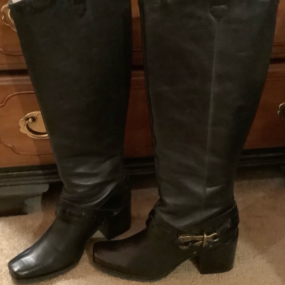 Jessica Simpson black leather boots Lanasi sz 10 40 LN!